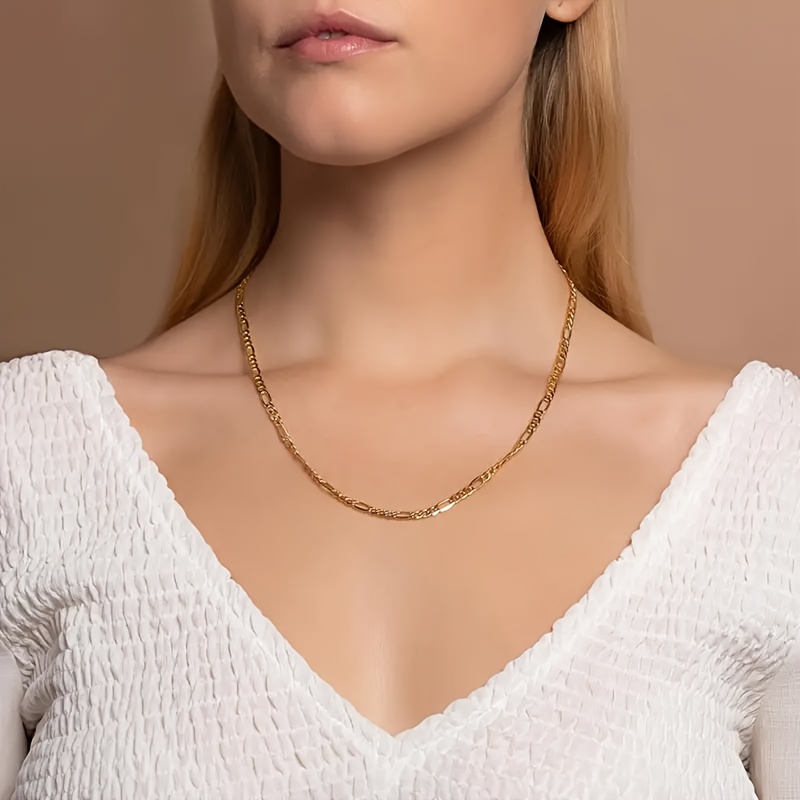 18K Gold Plated 316L Stainless Steel Figaro Chain Necklace